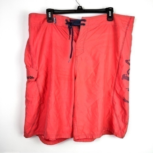 Salt Life Swim Trunks mens size 38 coral side logo tie drawstring - Picture 1 of 6